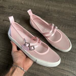 Pink Mesh Satin Bow Converse Ballet Dainty Slip On Ballerina Mary Jane Flat